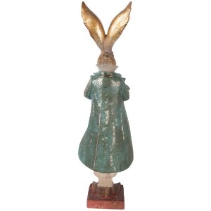 Decoración de conejo Clayre & Eef dorado-azul 14x12x47 cm