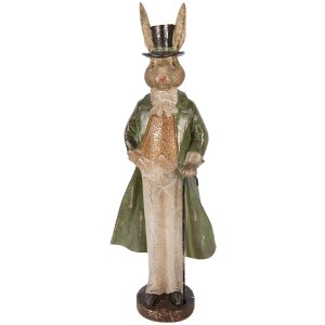 Decoración Conejo Dorado con Detalles Verde 17x12x48 cm Clayre & Eef