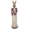 Figura de conejo Clayre & Eef 9x9x35cm Marrón Rojo Decoración de Pascua y Primavera