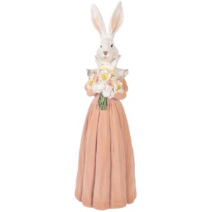 Decoración de conejo Clayre & Eef blanco y rosa 18x16x53 cm