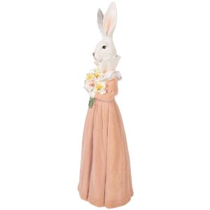 Decoración de conejo Clayre & Eef blanco y rosa 18x16x53 cm