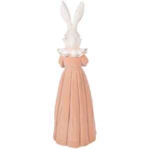Decoración de conejo Clayre & Eef blanco y rosa 18x16x53 cm