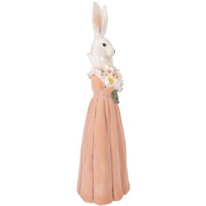 Decoración de conejo Clayre & Eef blanco y rosa 18x16x53 cm