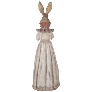 Decoración de conejo Clayre & Eef 18x16x53 cm Gris-Natural y Marrón