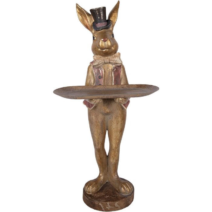 Decoración de conejo con maceta Clayre & Eef Marrón-Rojo 19x15x52 cm