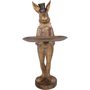 Decoración de conejo con maceta Clayre & Eef Marrón-Rojo 19x15x52 cm