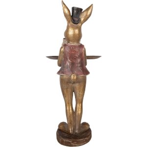 Decoración de conejo con maceta Clayre & Eef Marrón-Rojo 19x15x52 cm