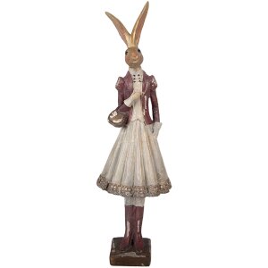 Decoración de conejo Clayre & Eef dorado con rojo 10x9x32 cm