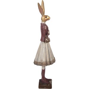 Decoración de conejo Clayre & Eef dorado con rojo 10x9x32 cm