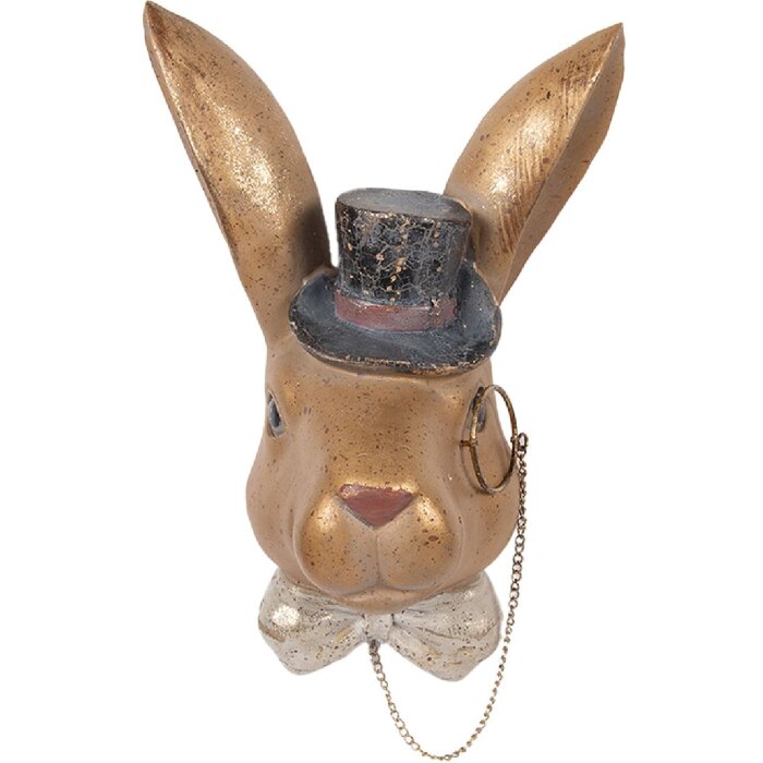 Decoración de conejo Clayre & Eef Gold Negro 17x11x25 cm