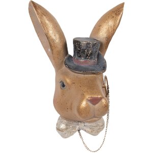 Decoración de conejo Clayre & Eef Gold Negro 17x11x25 cm