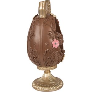 Decoración Huevo con Conejo Braun-Gold Ø 12x26 cm Clayre & Eef