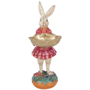 Decoración de conejo con cesta Clayre & Eef Beige Rosa 11x14x30 cm