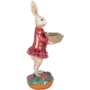 Decoración de conejo con cesta Clayre & Eef Beige Rosa 11x14x30 cm