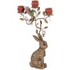 Candelabro de conejo Clayre & Eef dorado-rojo 24x10x47 cm