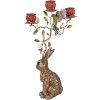 Candelabro de conejo Clayre & Eef dorado-rojo 24x10x47 cm