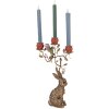 Candelabro de conejo Clayre & Eef dorado-rojo 24x10x47 cm