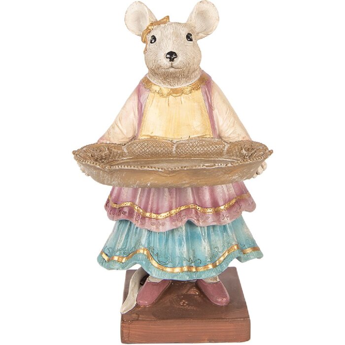 Estación decorativa de ratón con plato Clayre & Eef Beige 17x15x26 cm