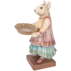 Estación decorativa de ratón con plato Clayre & Eef Beige 17x15x26 cm