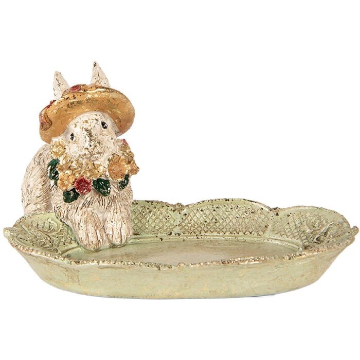 Plato decorativo con diseño de conejo beige 14x11x8 cm de Clayre & Eef