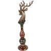 Decoración de ciervo Clayre & Eef dorada con detalles en rojo 14x17x49 cm