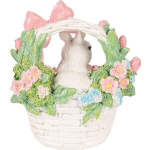 Decoración de conejo en cesto Clayre & Eef Blanco Rosa 15x9x16cm