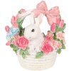 Decoración de conejo en cesto Clayre & Eef Blanco Rosa 15x9x16cm