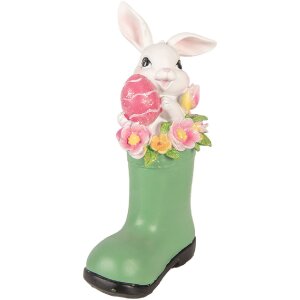 Decoración de Pascua con Conejo en Botas 13x8x20 cm Blanco Verde Rosa