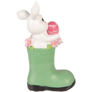 Decoración de Pascua con Conejo en Botas 13x8x20 cm Blanco Verde Rosa