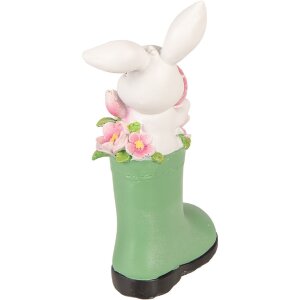 Decoración de Pascua con Conejo en Botas 13x8x20 cm Blanco Verde Rosa