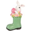 Decoración de Pascua con Conejo en Botas 13x8x20 cm Blanco Verde Rosa