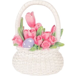 Cesto de decoración Clayre & Eef 6PR6071 Blanco con toques de rosa 14x11x18 cm