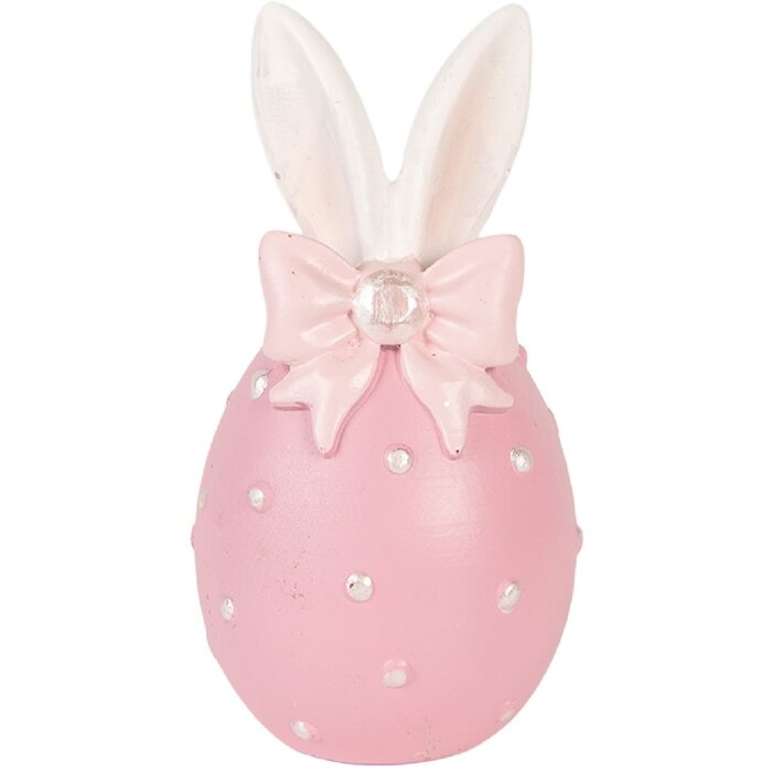 Decoración de huevo Clayre & Eef tono rosa blanco Ø 6x12 cm