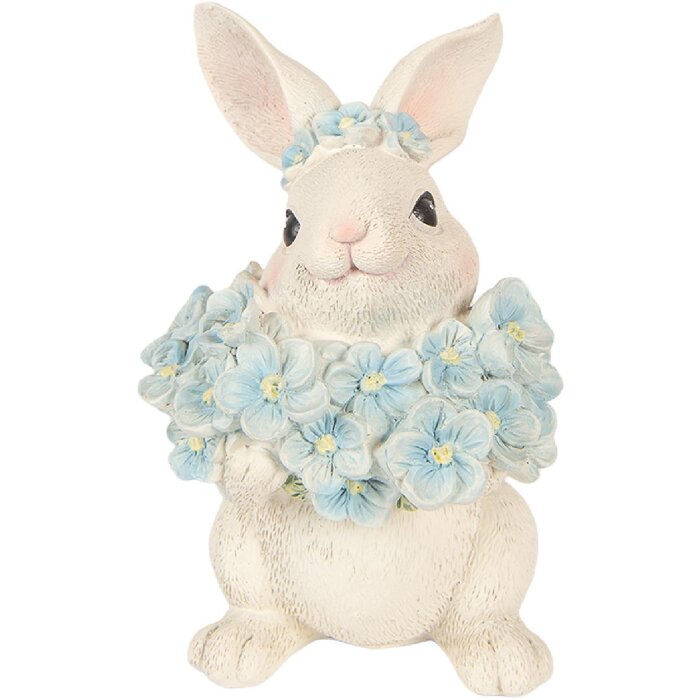 Decoración de conejo Clayre & Eef Blanco y Azul 9x10x13 cm