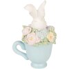Decoración de conejo en cuenco Clayre & Eef Blanco-Azul 11x9x16 cm