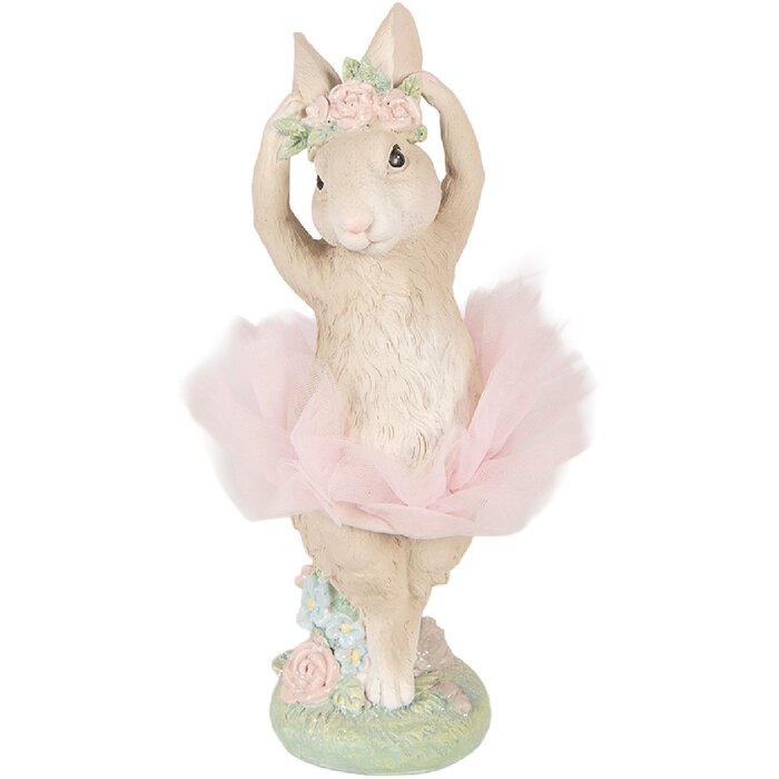 Clayre & Eef 6PR6078 Dekoration Kaninchen Beige-Rosa 10x9x27 cm