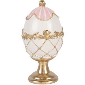 Decoración huevo Clayre & Eef Blanco con detalles dorados Ø 8x15 cm