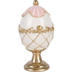 Decoración huevo Clayre & Eef Blanco con detalles dorados Ø 8x15 cm