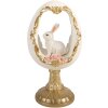 Decoración de huevo con conejo Clayre & Eef blanco-dorado 12x11x22 cm