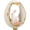 Decoración de huevo con conejo Clayre & Eef blanco-dorado 12x11x22 cm