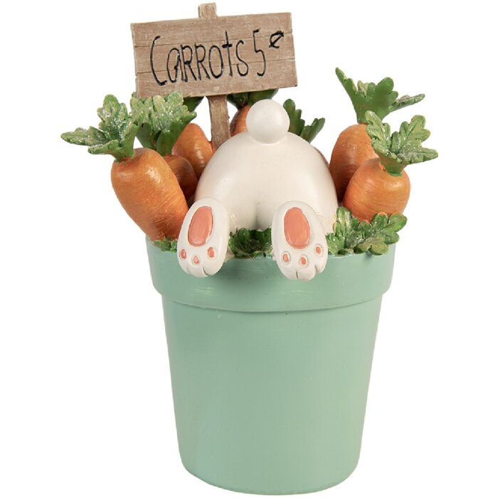 Decoración de conejo Clayre & Eef blanco-azul 21x20x28 cm