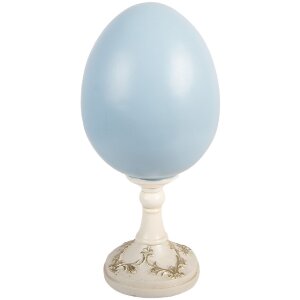 Decoración de huevo con conejo Clayre & Eef Blanco-Azul 13x12x28 cm