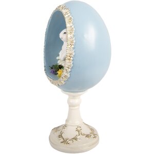 Decoración de huevo con conejo Clayre & Eef Blanco-Azul 13x12x28 cm