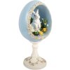 Decoración de huevo con conejo Clayre & Eef Blanco-Azul 13x12x28 cm