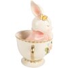 Decoración de conejo en taza Clayre & Eef Blanco Rosa 16x13x22 cm