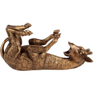 Portavelas en forma de jirafa Clayre & Eef dorado-bronce 33x13x16 cm