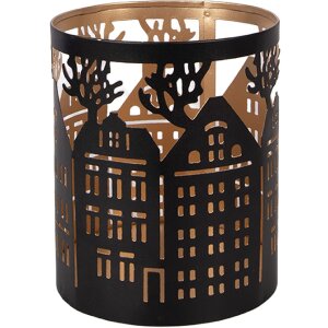 Candelabro de té Clayre & Eef con motivo de casa, hierro, Ø11x13 cm