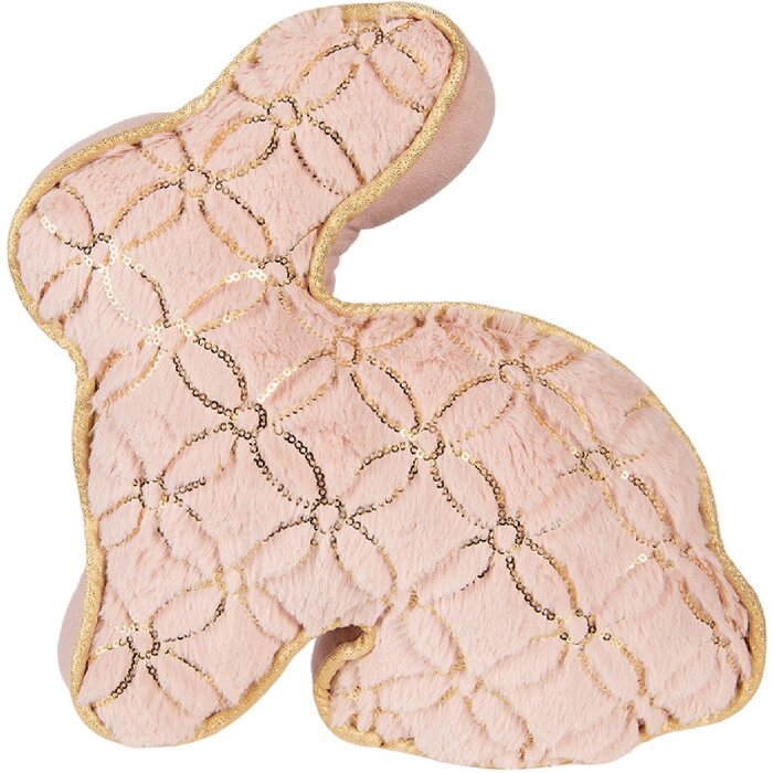 Tapete de puerta Clayre & Eef TW0629 con forma de conejo rosa y dorado 29x10x27 cm