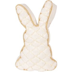 Cojín de conejo Clayre & Eef blanco con detalles en dorado 20x7x31 cm