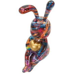Figura decorativa Coniglietto Psyco – Conejo multicolor de poliresina, 23 cm